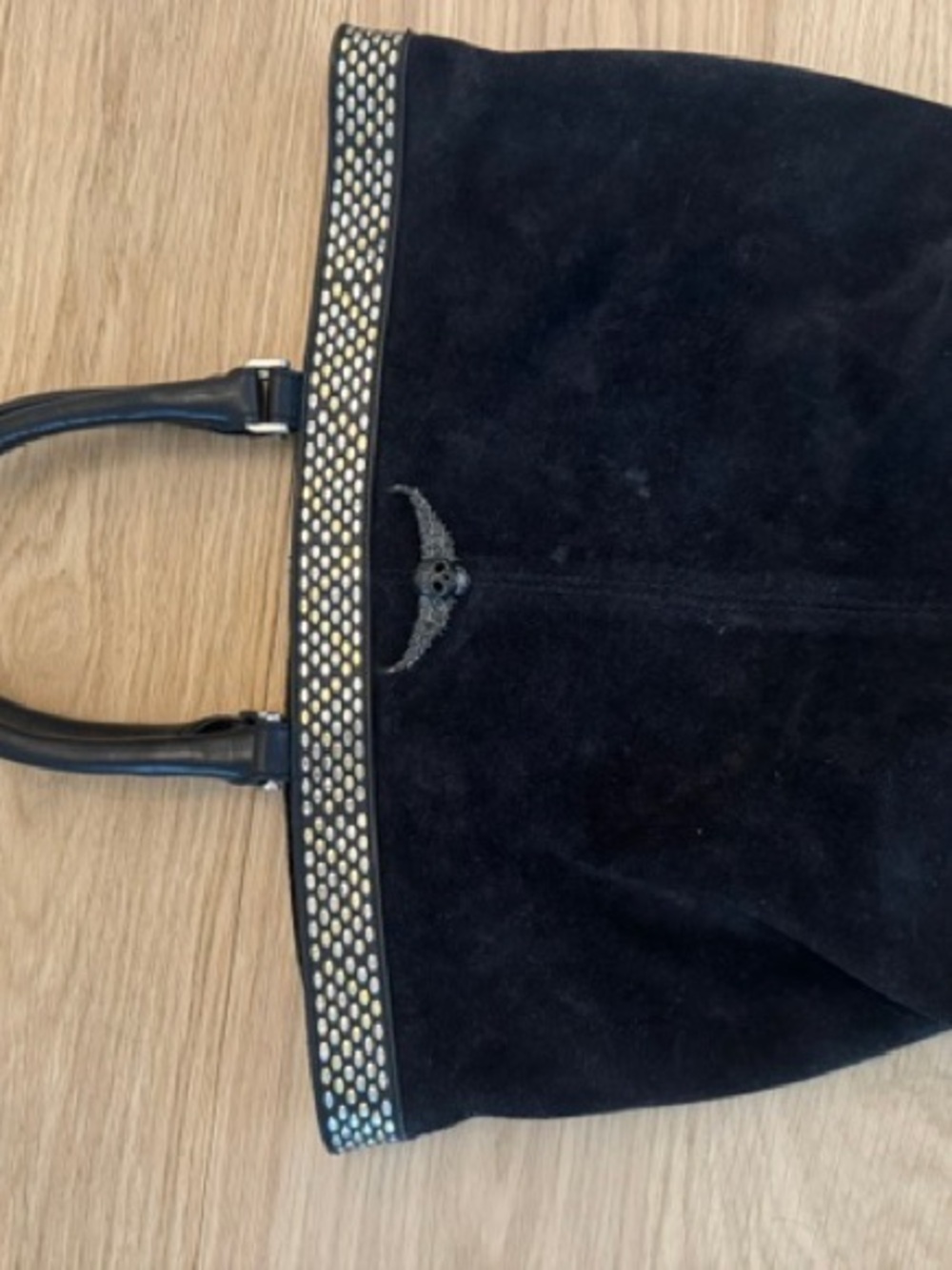 Zadig & Voltaire Black Suede Tote with Studded Trim